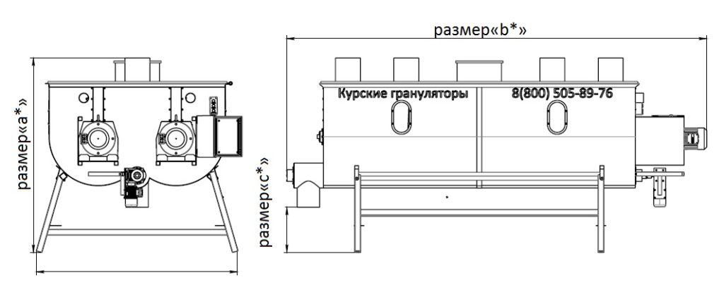 Cмеситель двухвальный ленточный
