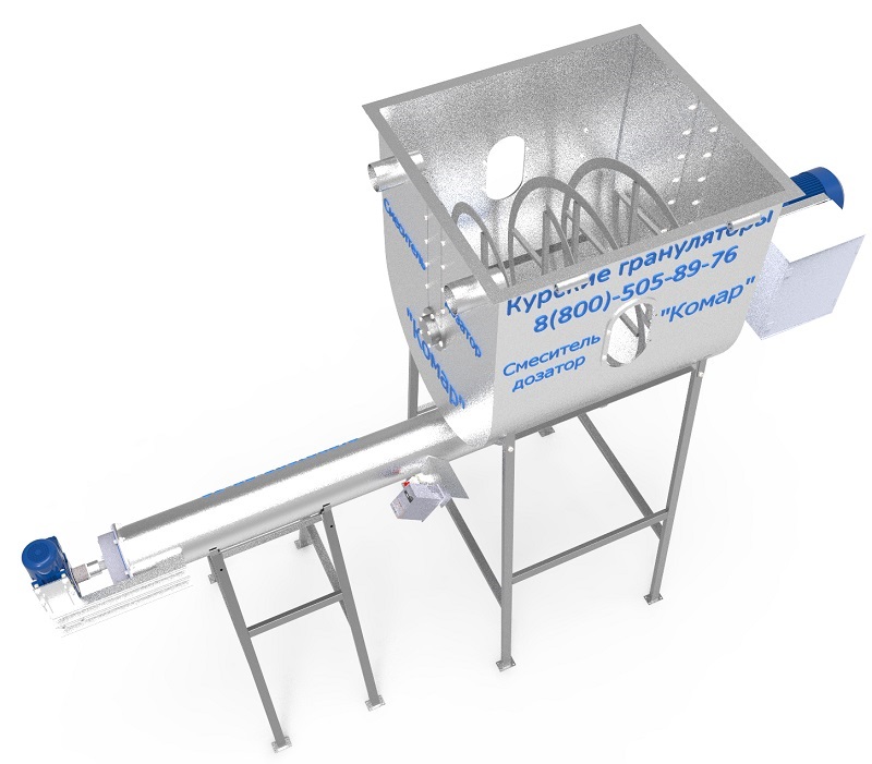 Смеситель с горизонтальной шнековой выгрузкой